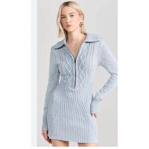 NWT Free People Mont Blanc Mini Sweater Dress Zip Up Collar Cable Knit Small